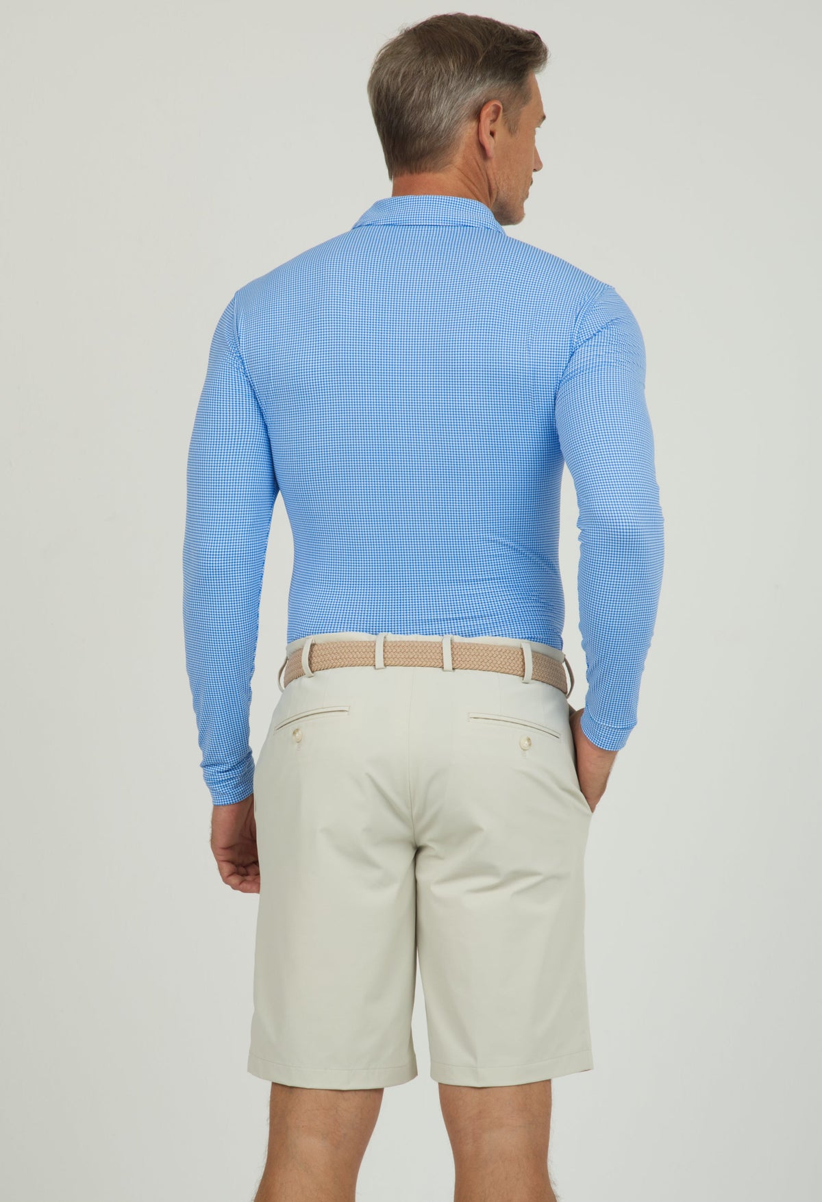 Mini Check Print Long Sleeve Polo – 95754 (Modern Fit)