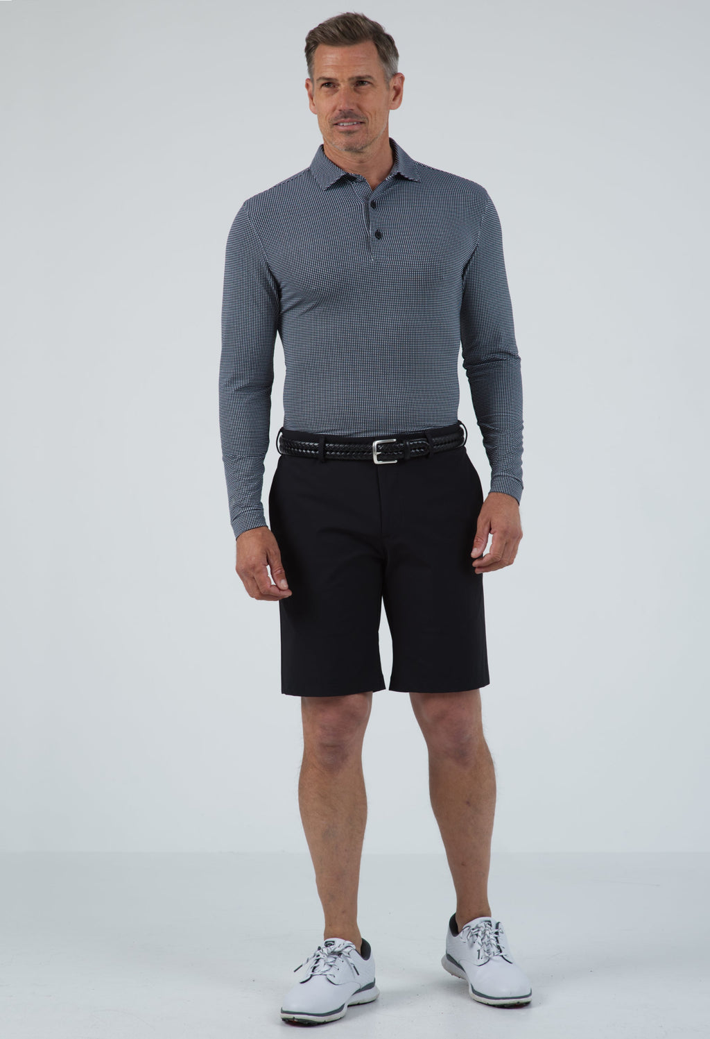 Mini Check Print Long Sleeve Polo – 95754 (Modern Fit)