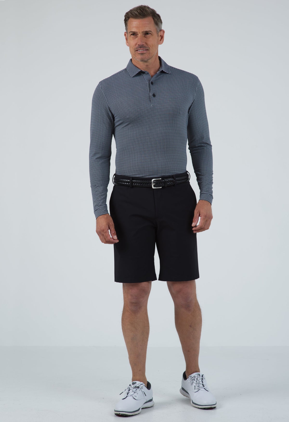 Mini Check Print Long Sleeve Polo – 95754 (Modern Fit)