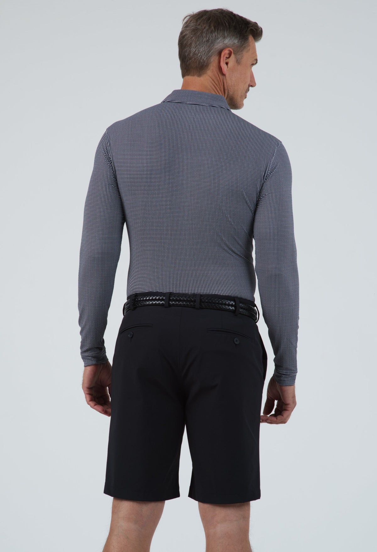 Mini Check Print Long Sleeve Polo – 95754 (Modern Fit)