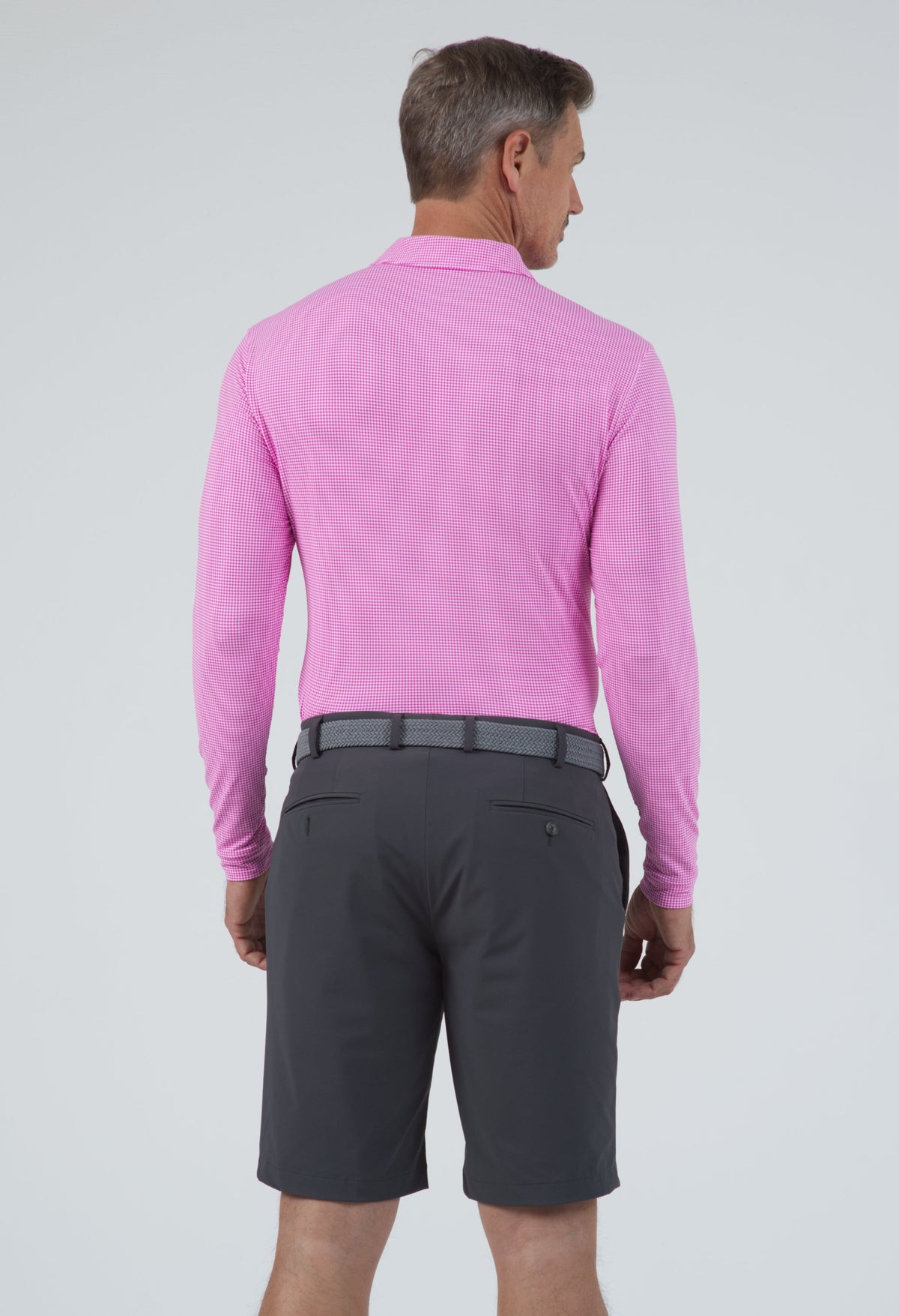 Mini Check Print Long Sleeve Polo – 95754 (Modern Fit)