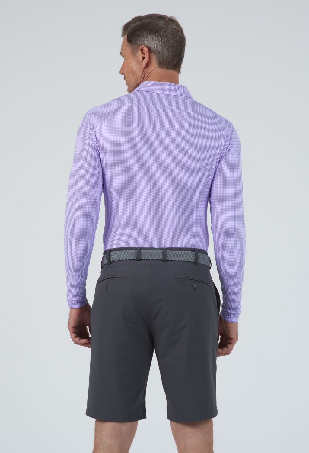 Mini Check Print Long Sleeve Polo – 95754 (Modern Fit)