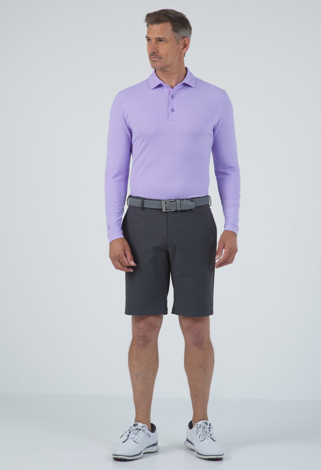 Mini Check Print Long Sleeve Polo – 95754 (Modern Fit)