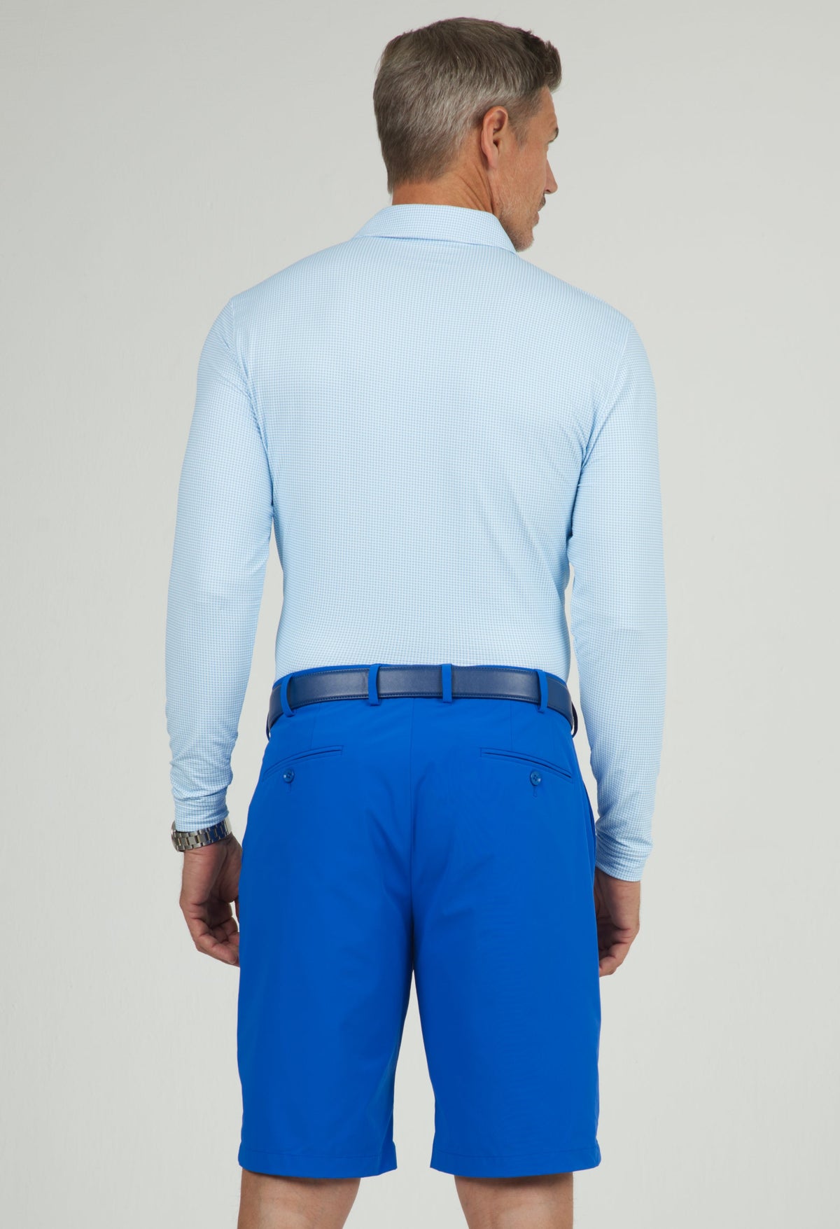Mini Check Print Long Sleeve Polo – 95754 (Modern Fit)