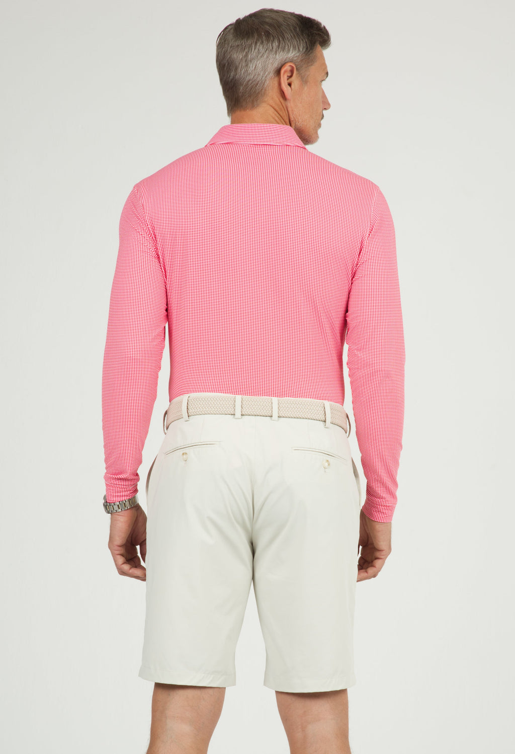 Mini Check Print Long Sleeve Polo – 95754 (Modern Fit)