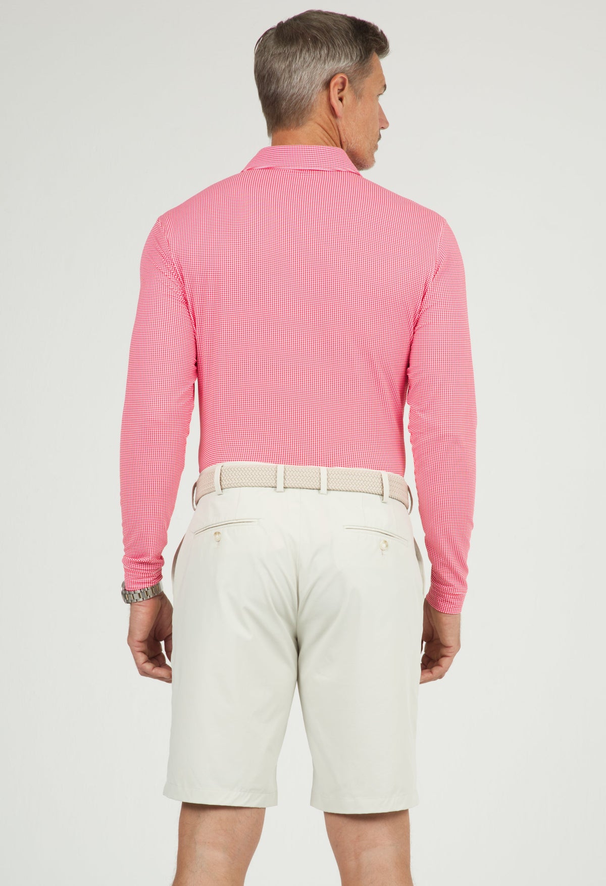 Mini Check Print Long Sleeve Polo – 95754 (Modern Fit)