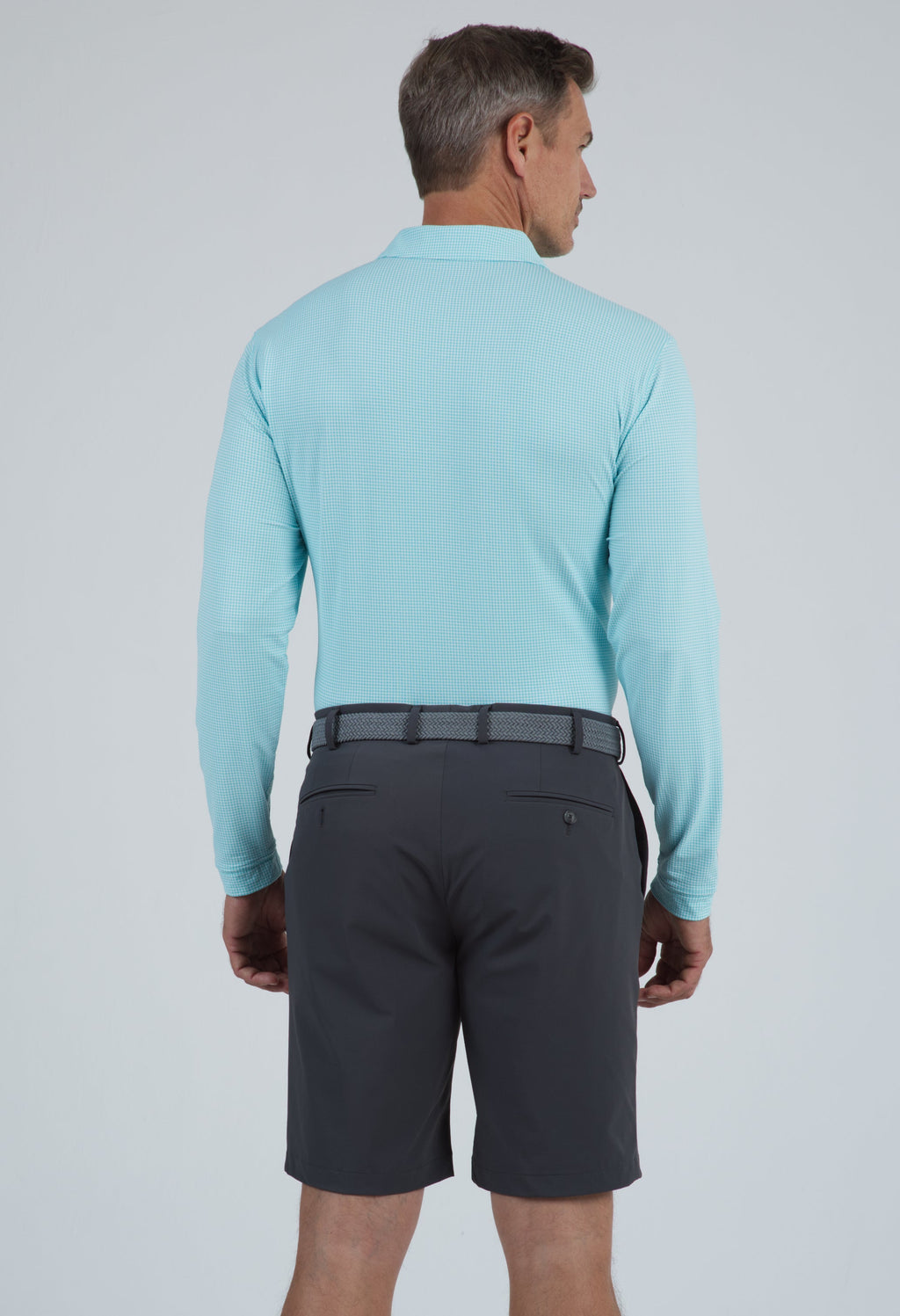 Mini Check Print Long Sleeve Polo – 95754 (Modern Fit)