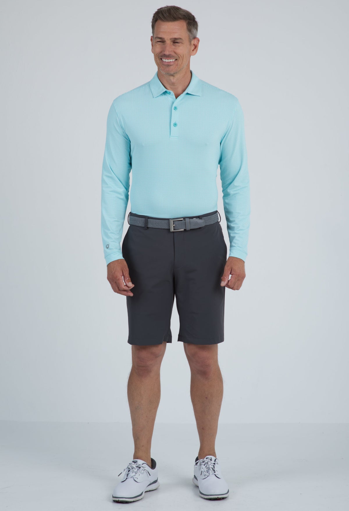 Mini Check Print Long Sleeve Polo – 95754 (Modern Fit)