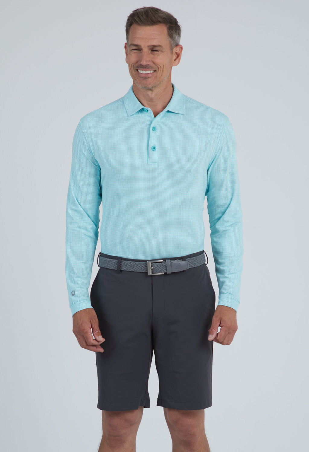 Mini Check Print Long Sleeve Polo – 95754 (Modern Fit)