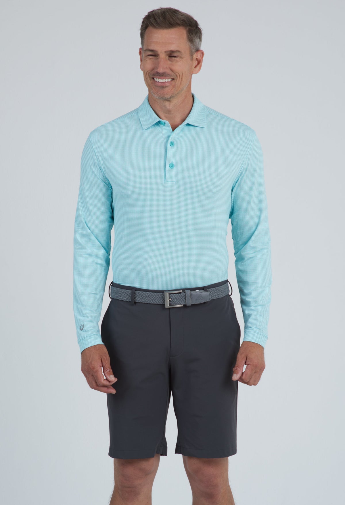 Mini Check Print Long Sleeve Polo – 95754 (Modern Fit)