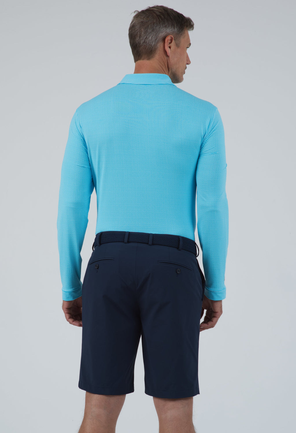 Mini Check Print Long Sleeve Polo – 95754 (Modern Fit)
