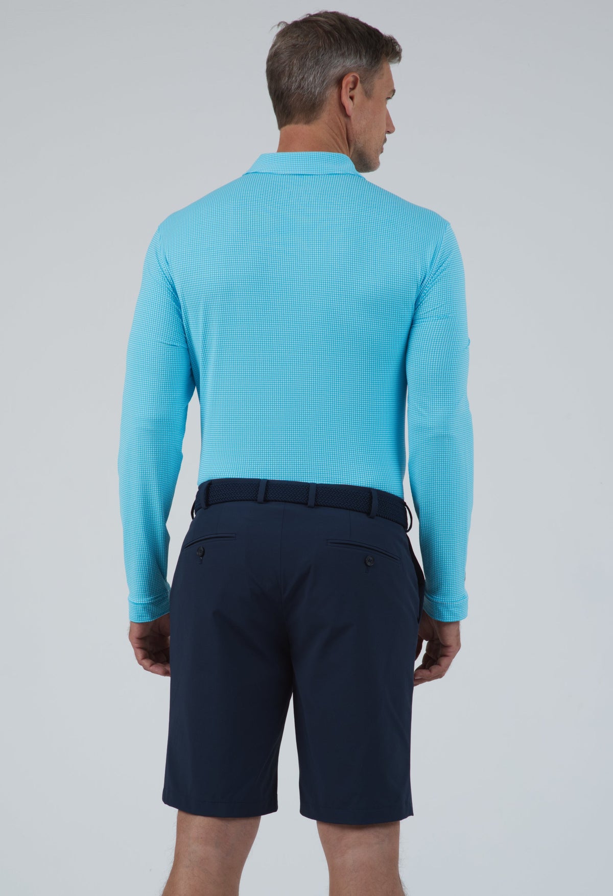Mini Check Print Long Sleeve Polo – 95754 (Modern Fit)