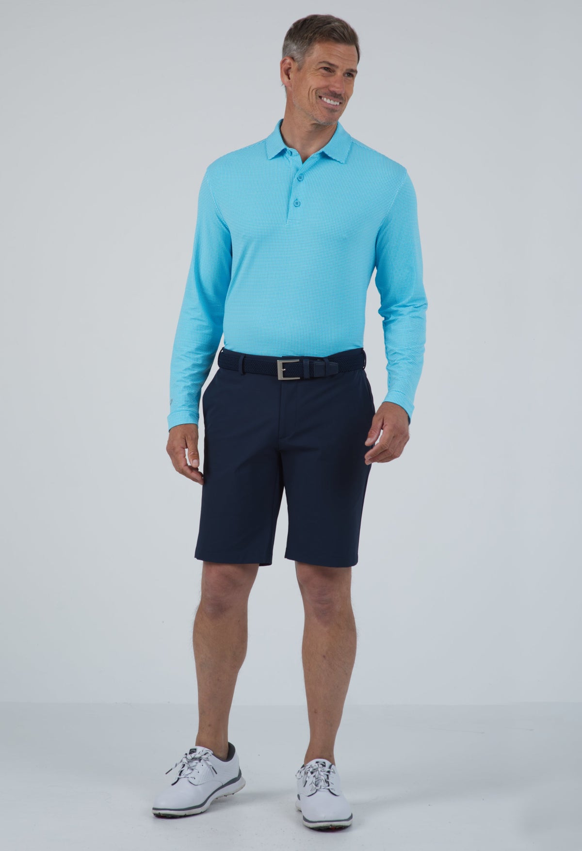 Mini Check Print Long Sleeve Polo – 95754 (Modern Fit)