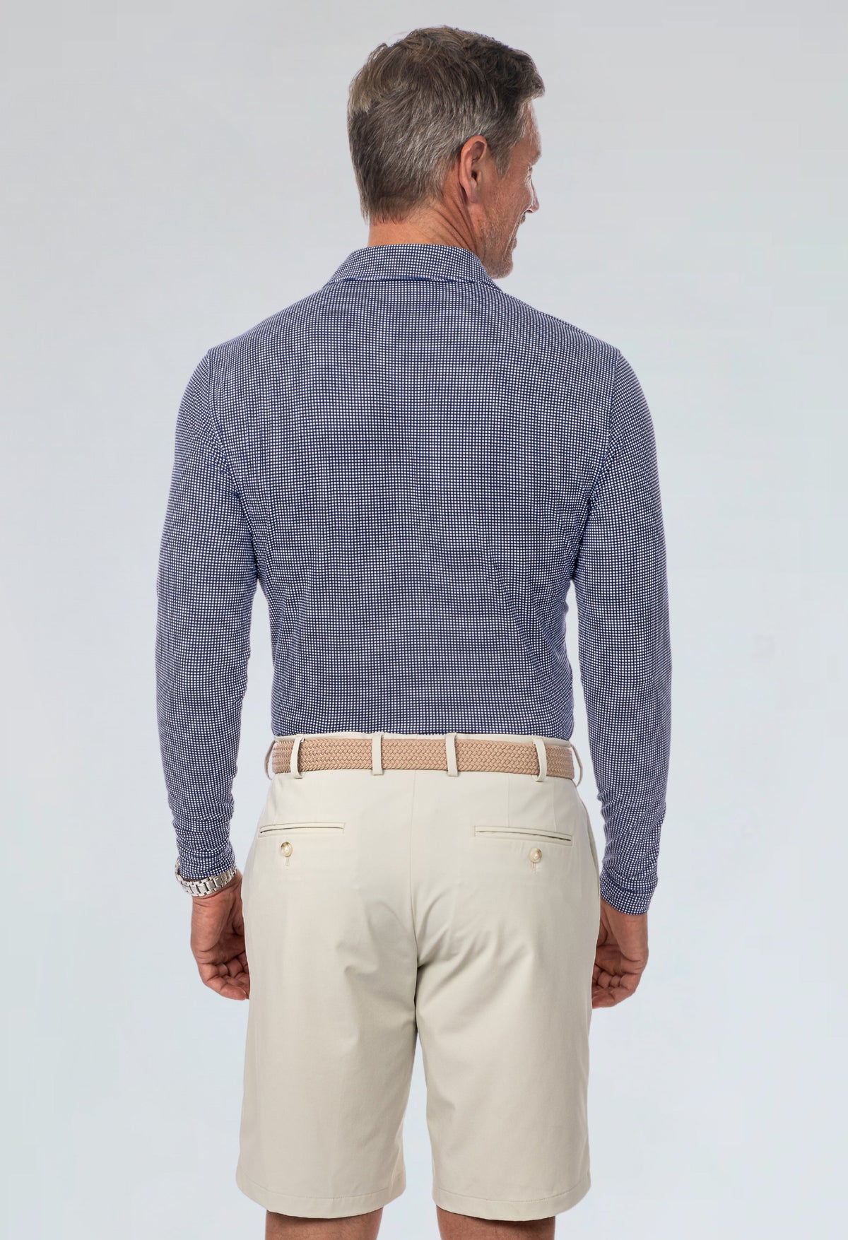 Mini Check Print Long Sleeve Polo – 95754 (Modern Fit)