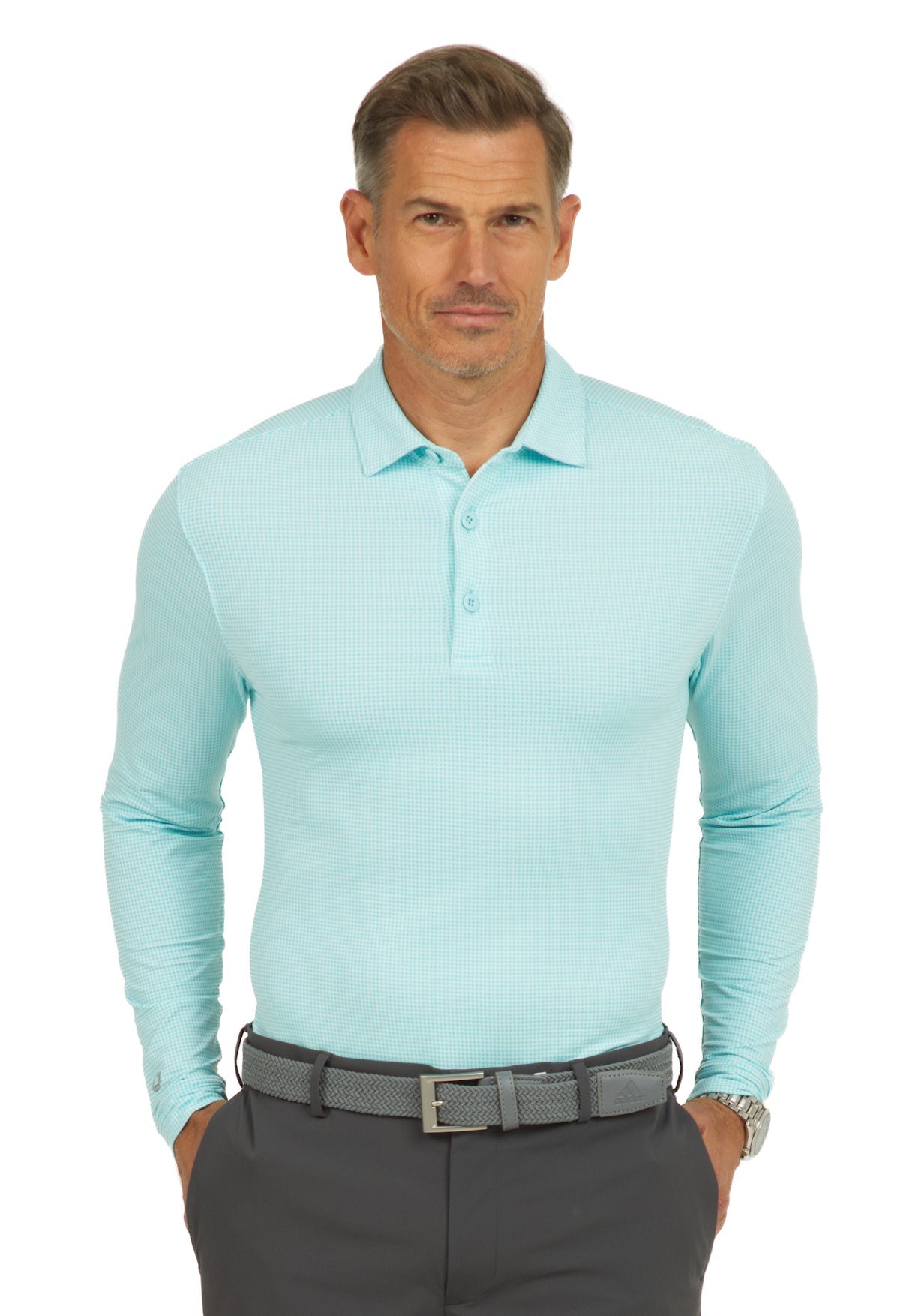 Mini Check Print Long Sleeve Polo – 95754 (Modern Fit)
