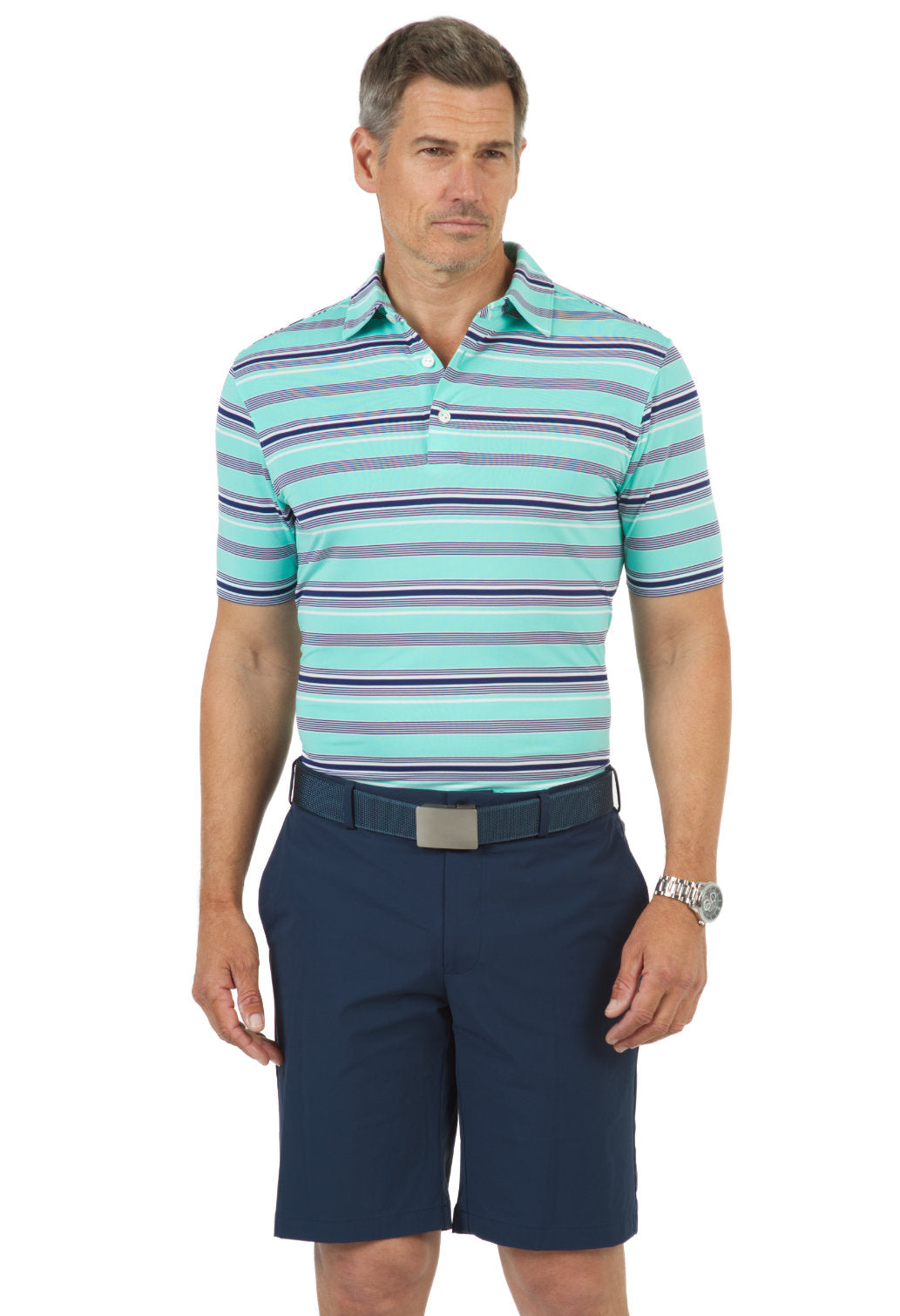 Coastal Yarndye Stripe Print Short Sleeve Polo – 94134 (Modern Fit)